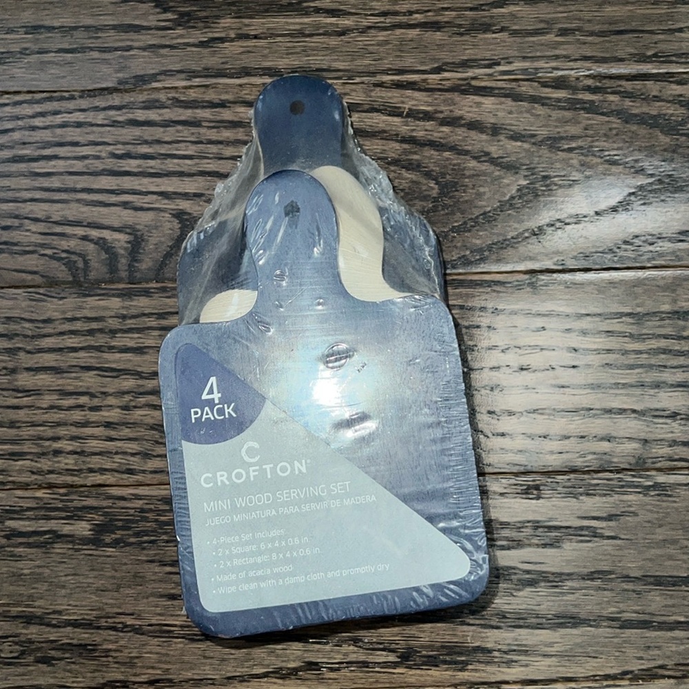 🆕 4-Piece Navy Blue Crofton Mini Wood Serving Charcuterie Cutting Board Set